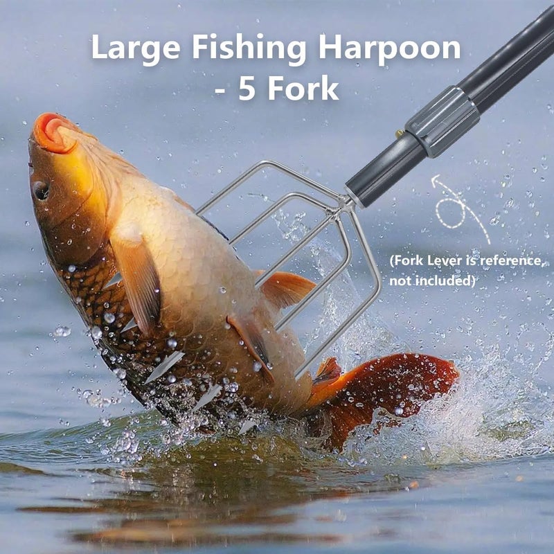 Dutiplus Large Fishing Harpoon 1~11 Prong Barded Stainless Steel Hunting Fish Gig Gaff Fork Hook with 8mm Screw for Catching Big Fish Mole Big Bullfrog - Image 2